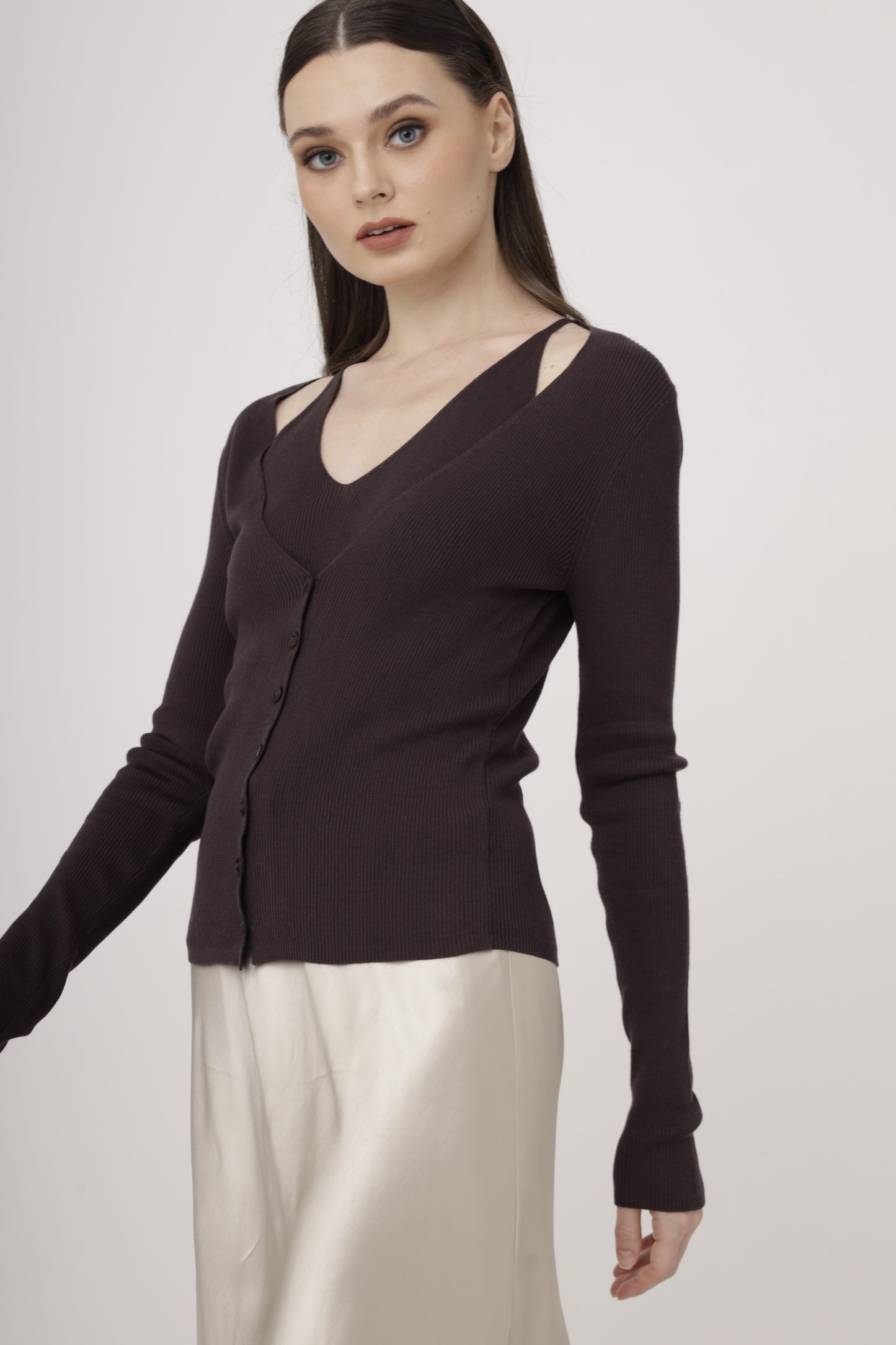 Layered Strap Knit Cardigan