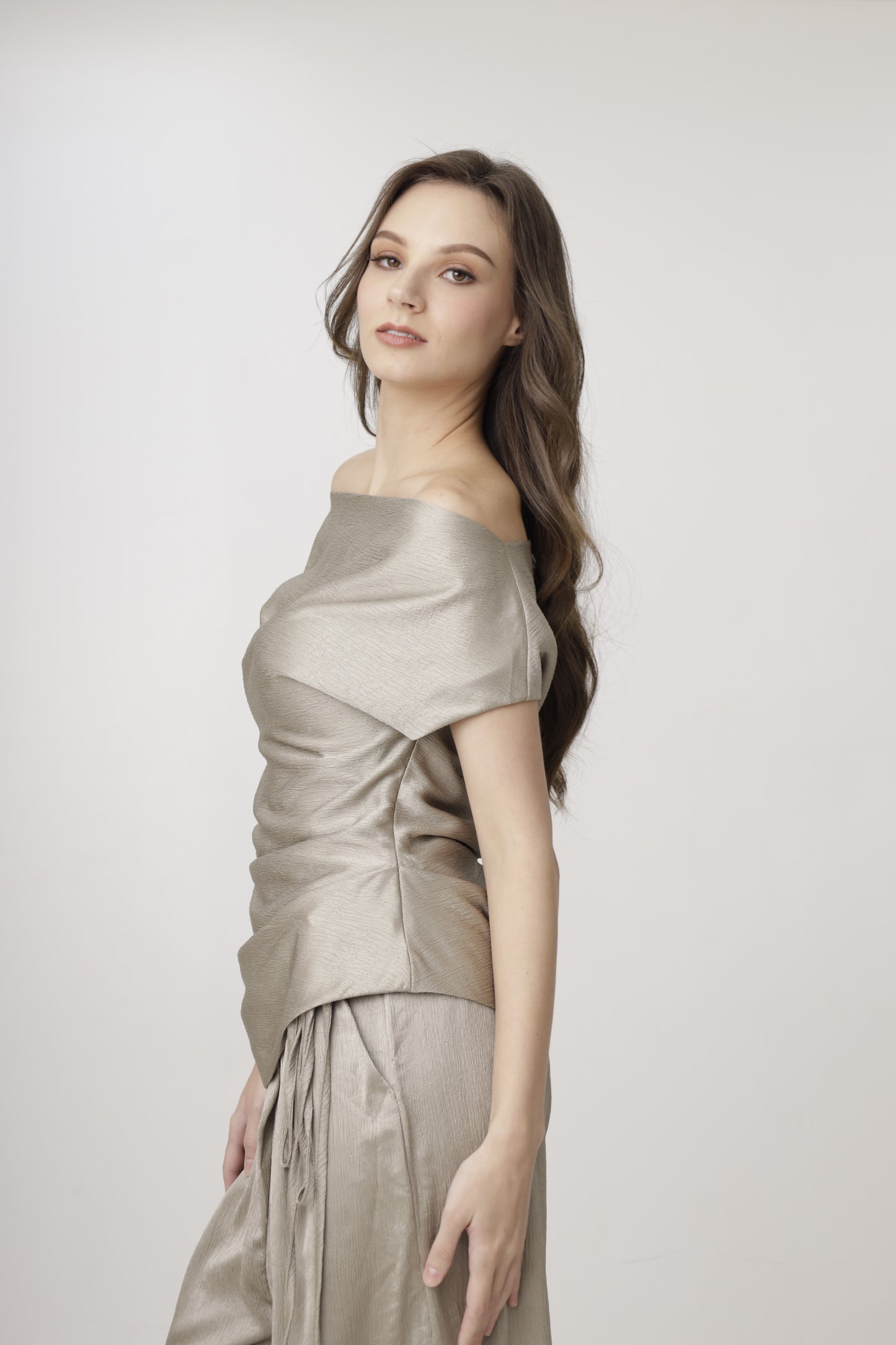 Off-Shoulder Satin Top