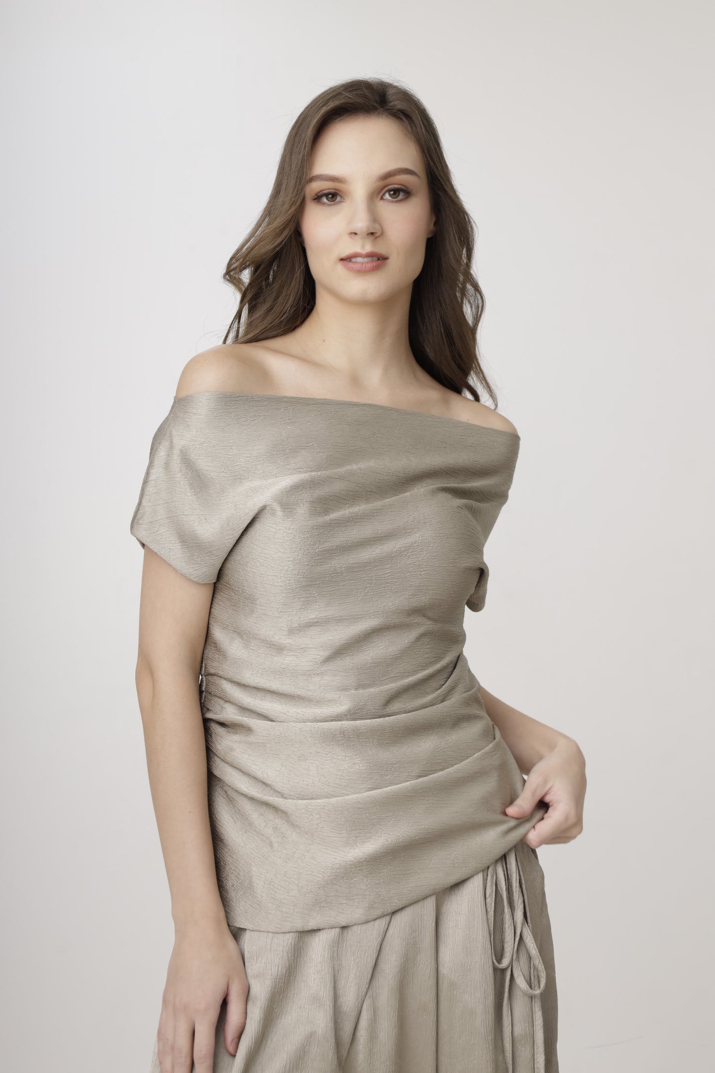 Off-Shoulder Satin Top
