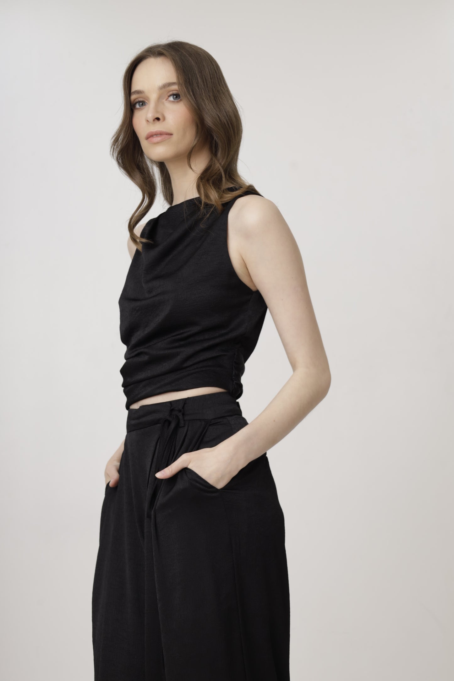 Backless Satin Tie-Back Top