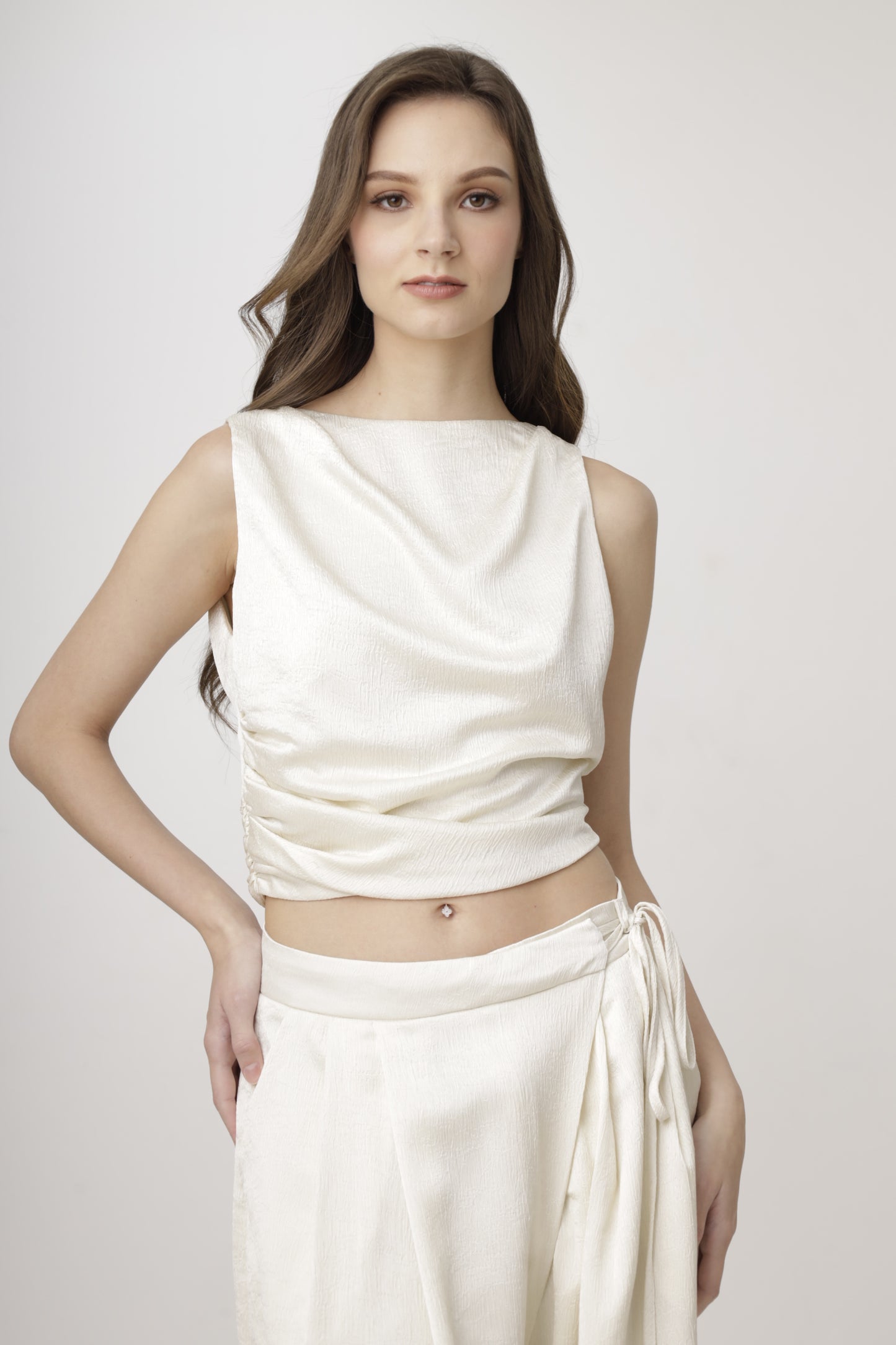 Backless Satin Tie-Back Top