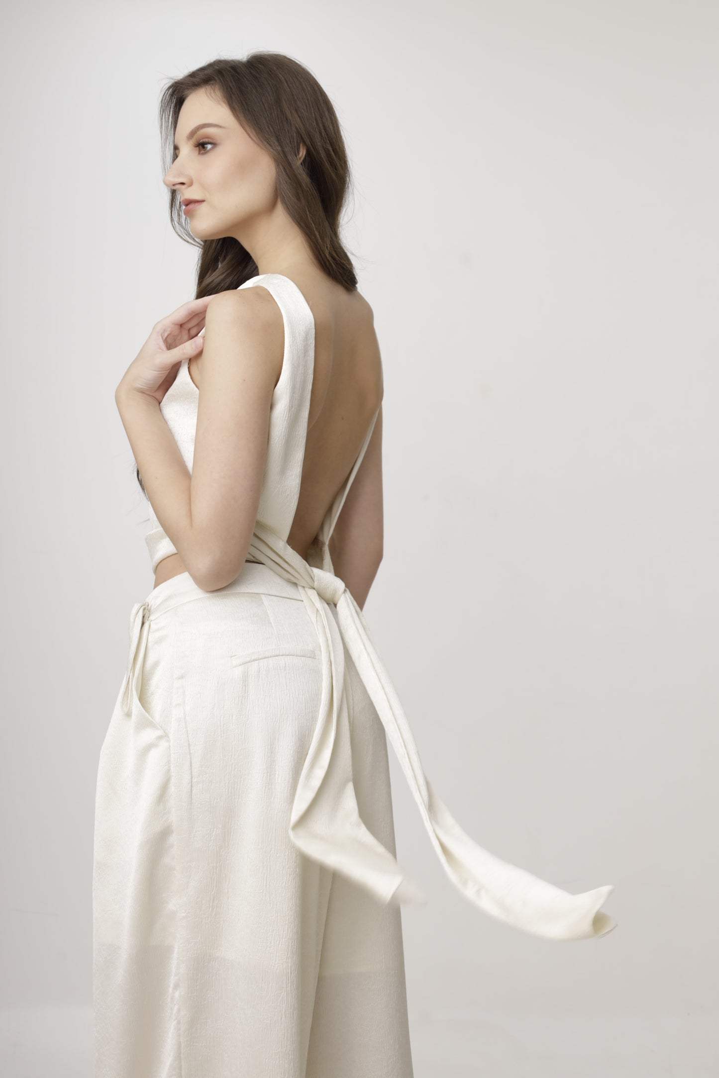 Backless Satin Tie-Back Top