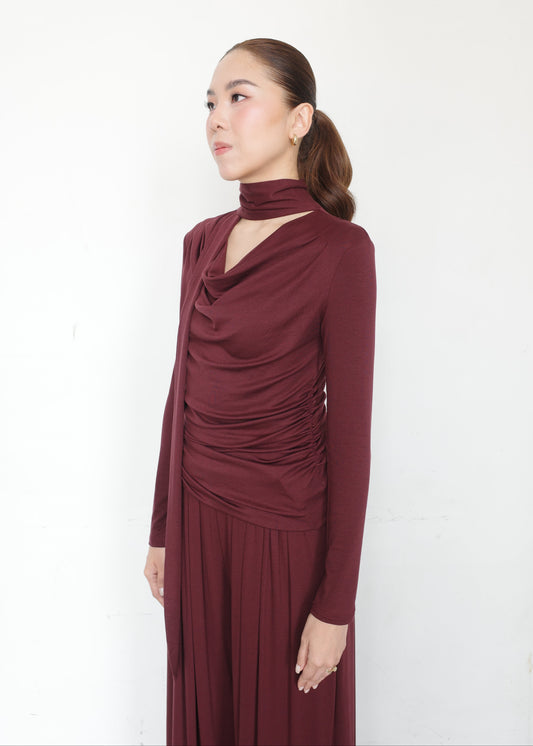 Cowl Scarf Draped Lounge Set