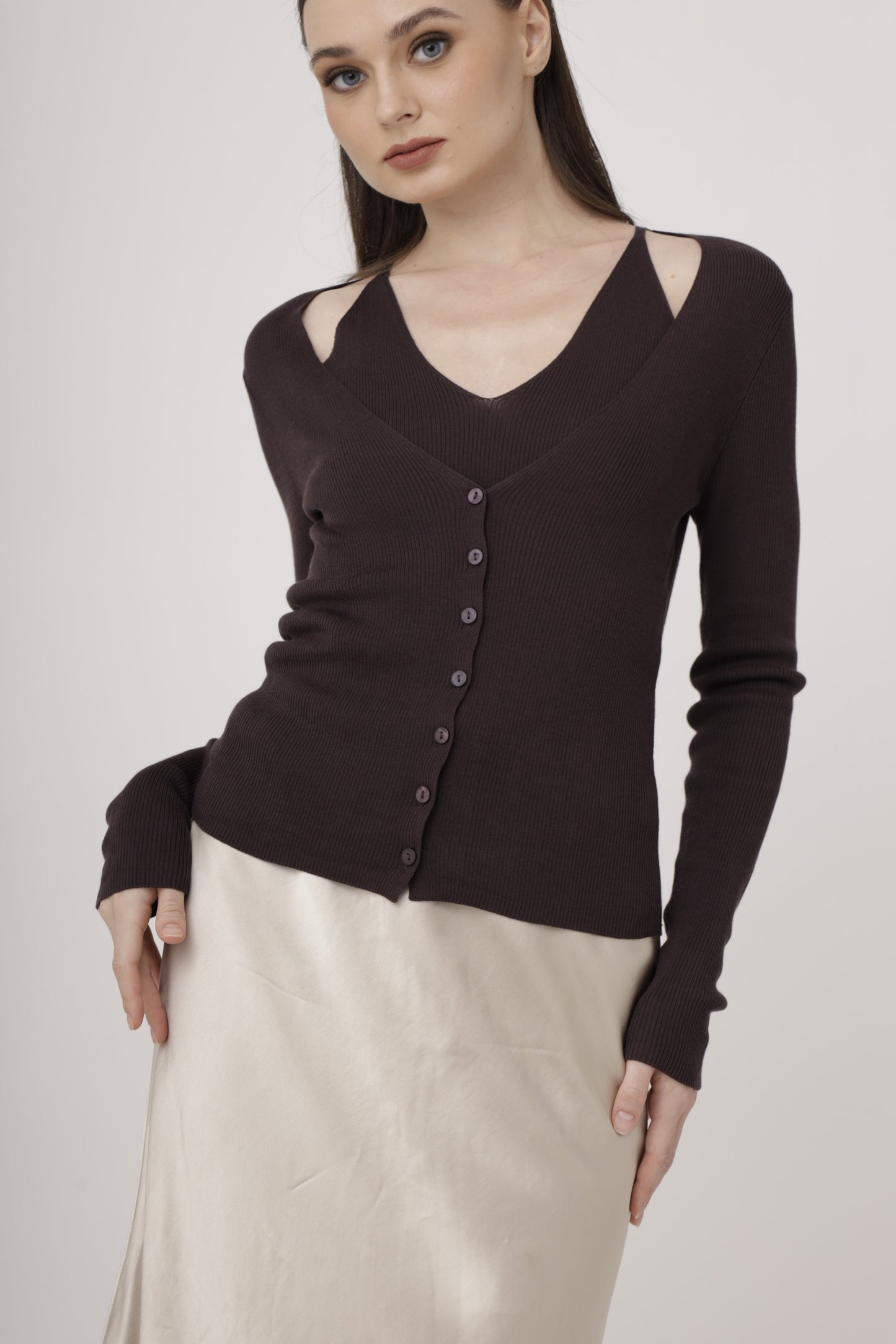 Layered Strap Knit Cardigan