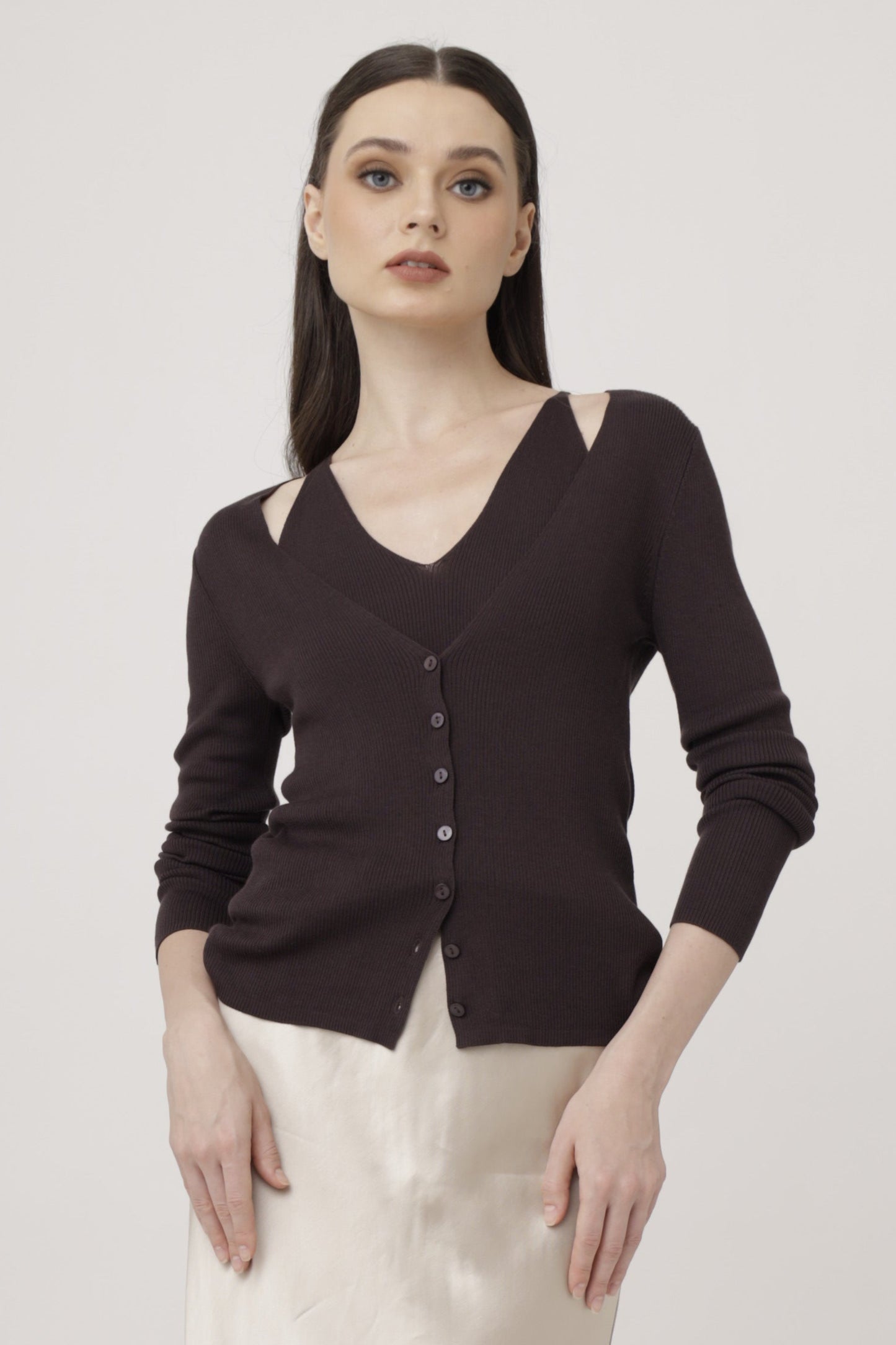 Layered Strap Knit Cardigan