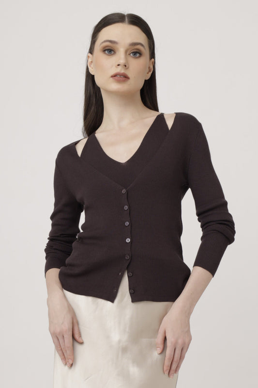 Layered Strap Knit Cardigan
