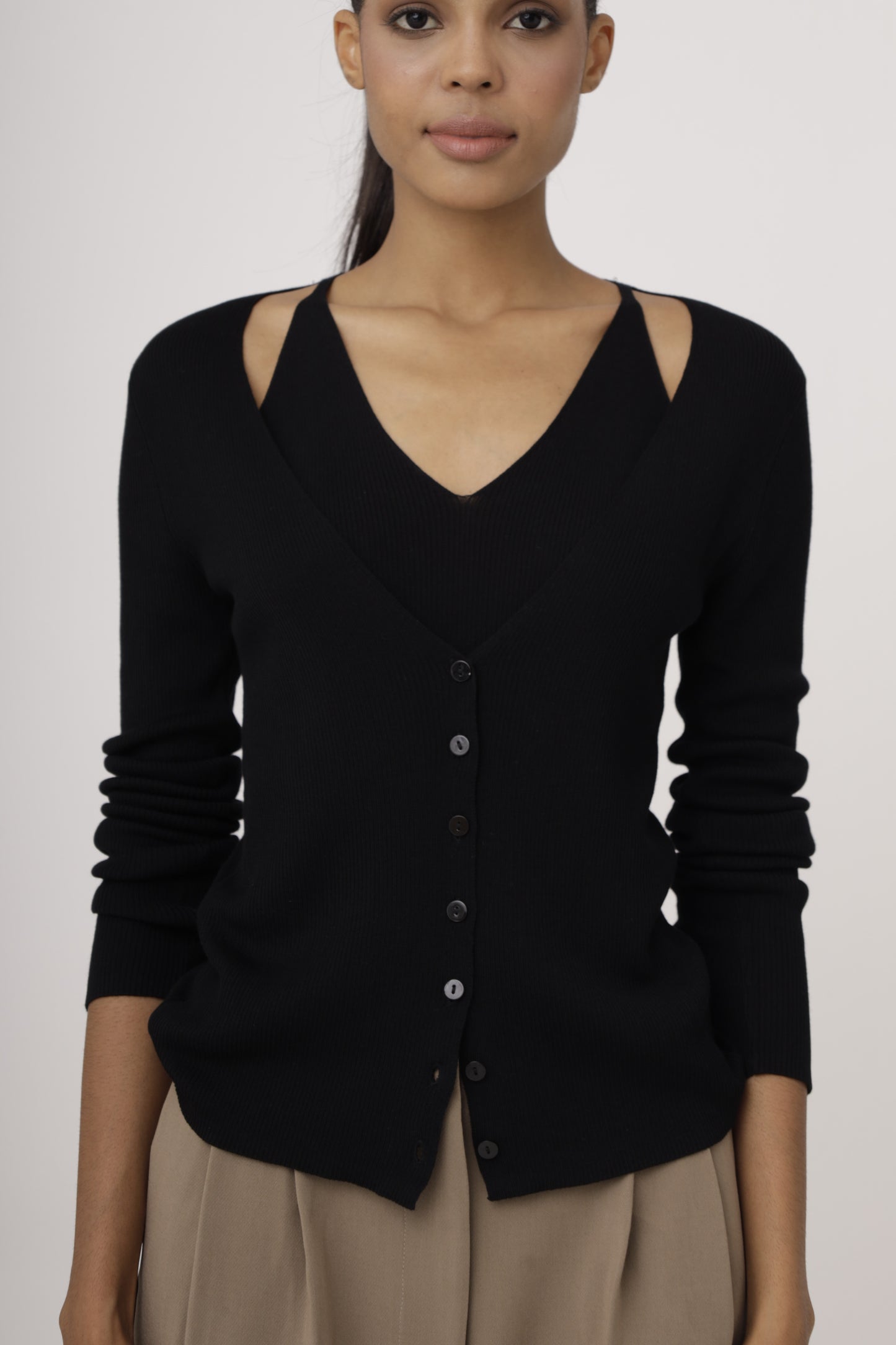 Layered Strap Knit Cardigan