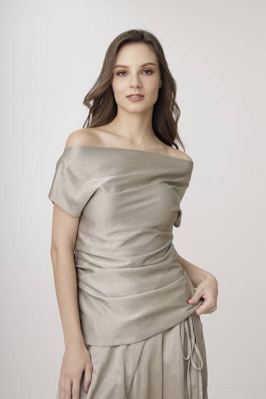 Off-Shoulder Satin Top
