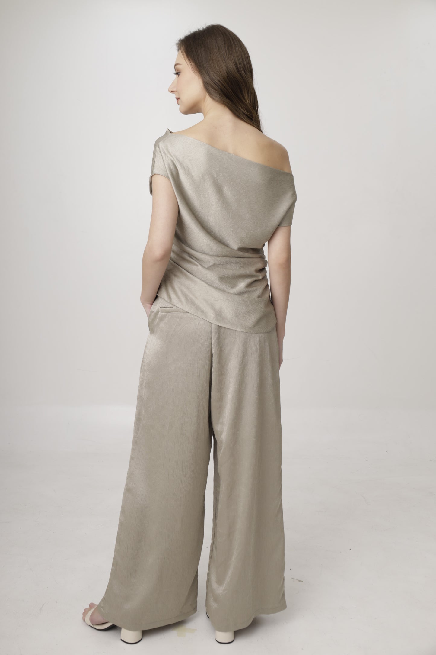 Off-Shoulder Satin Top