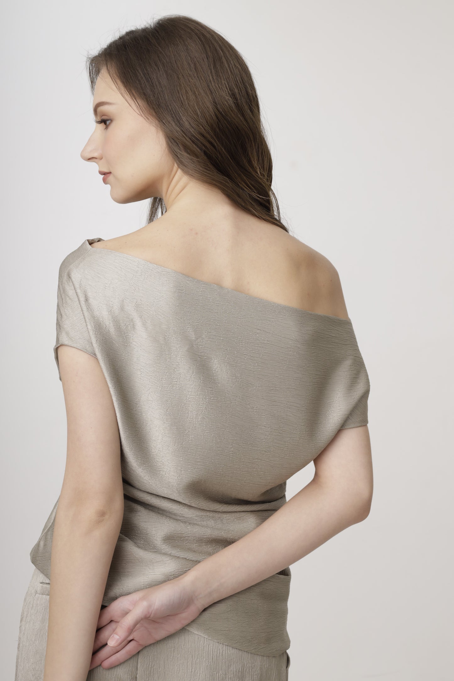 Off-Shoulder Satin Top