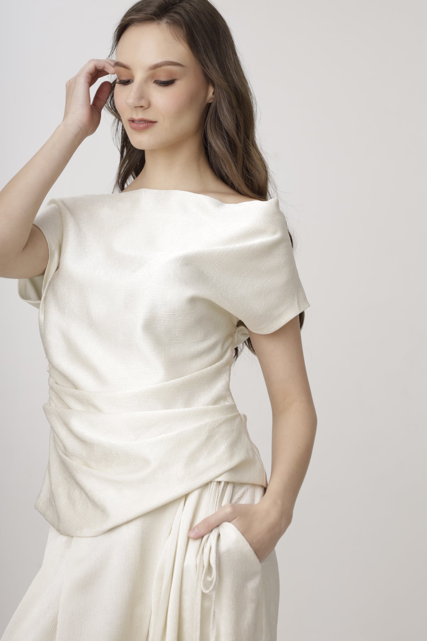 Off-Shoulder Satin Top