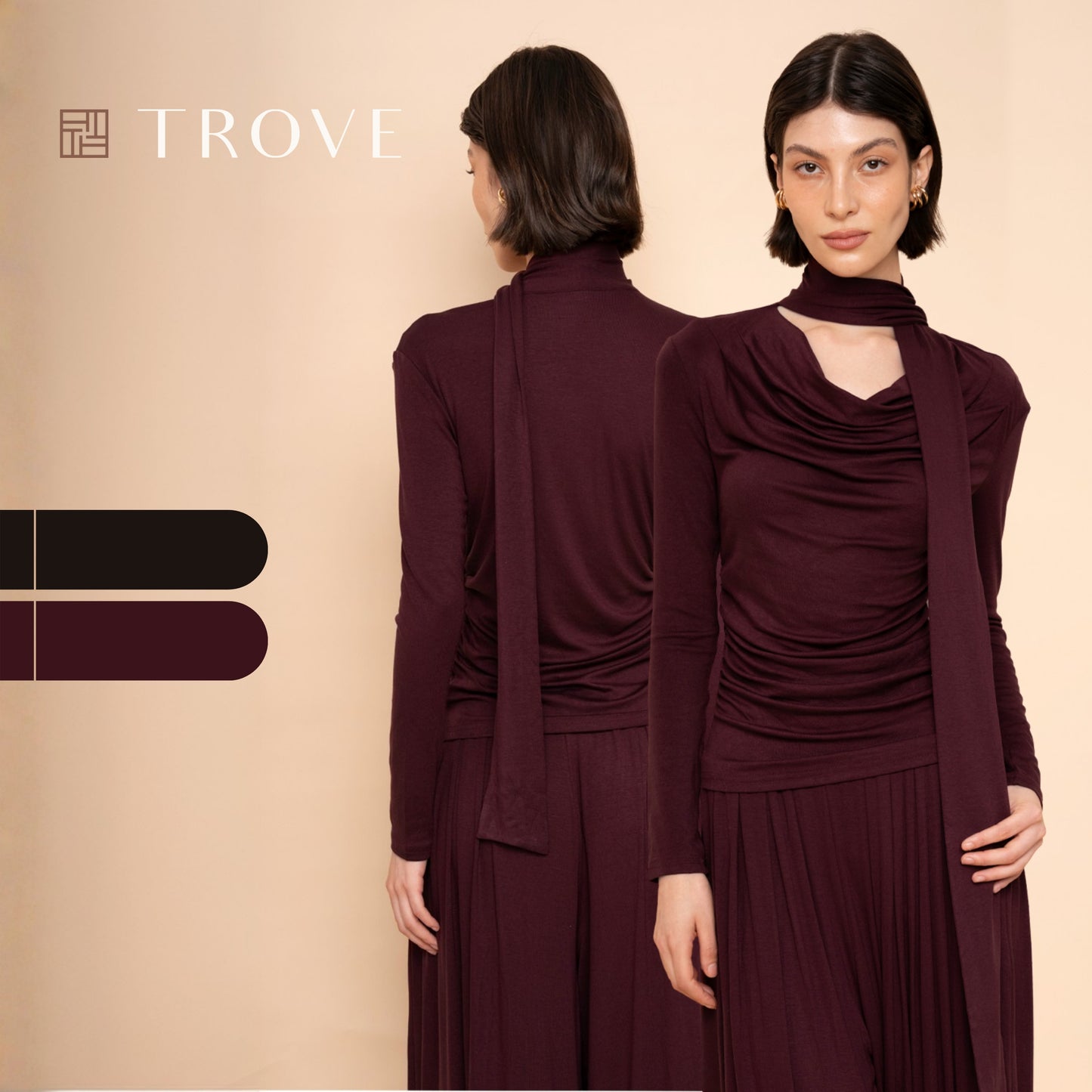 Cowl Scarf Draped Lounge Set