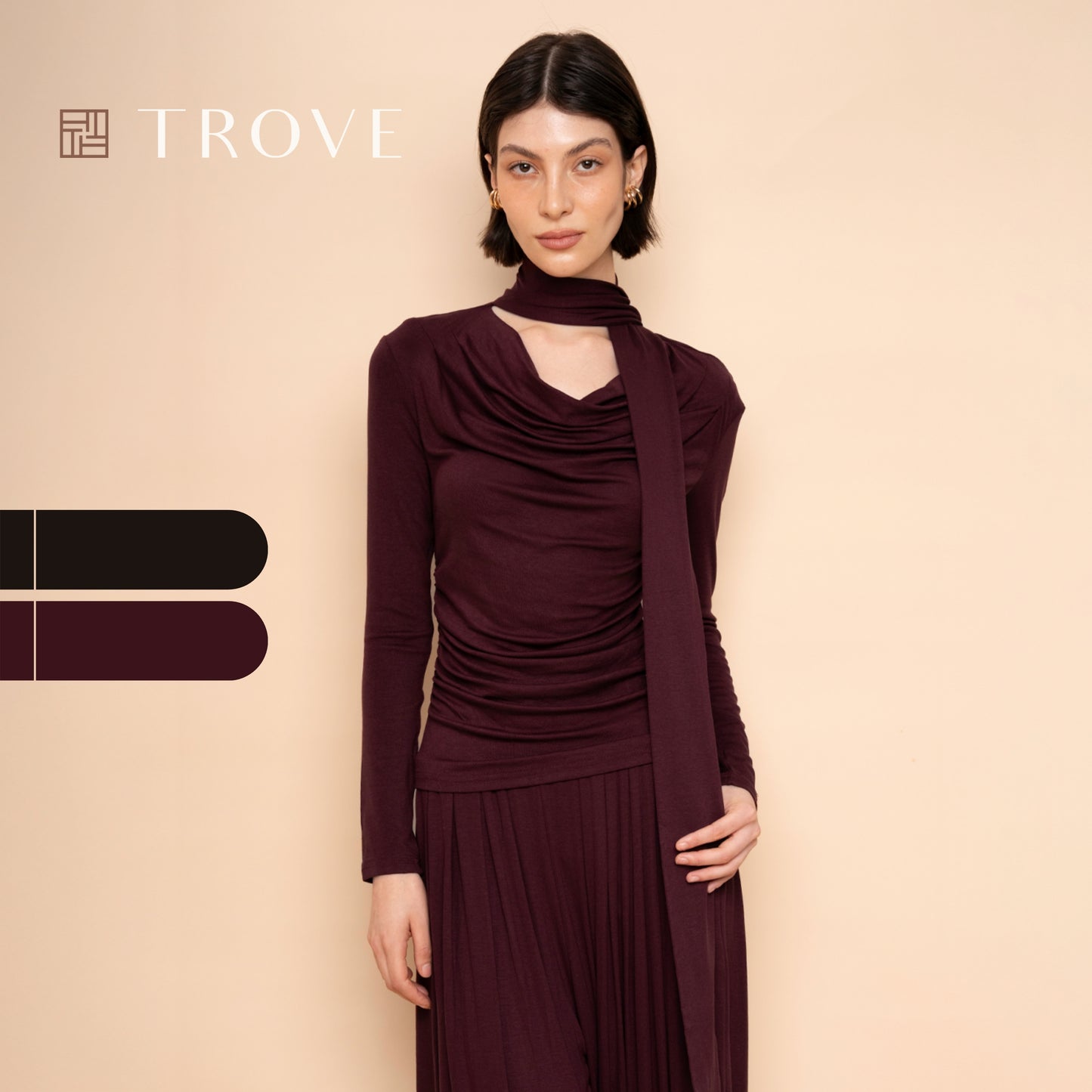 Cowl Scarf Draped Lounge Set
