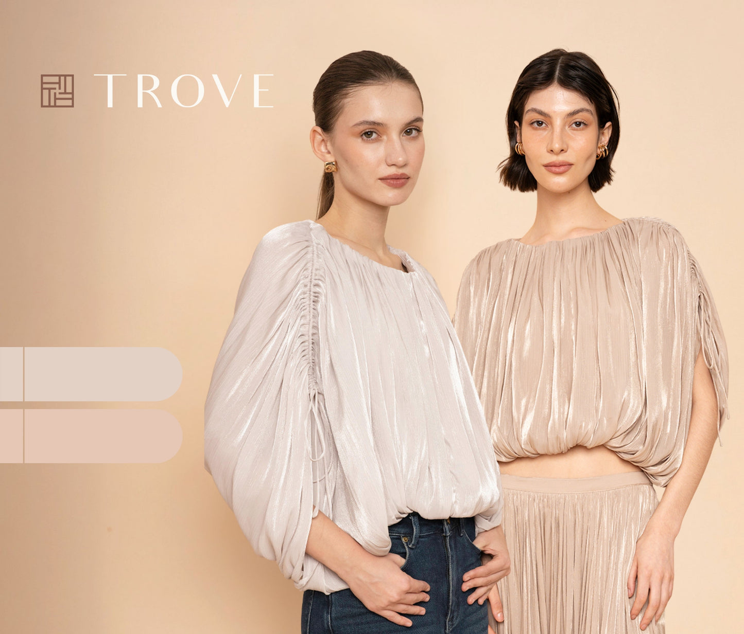 Trove Drape Metallic Pleated Chiffon Top