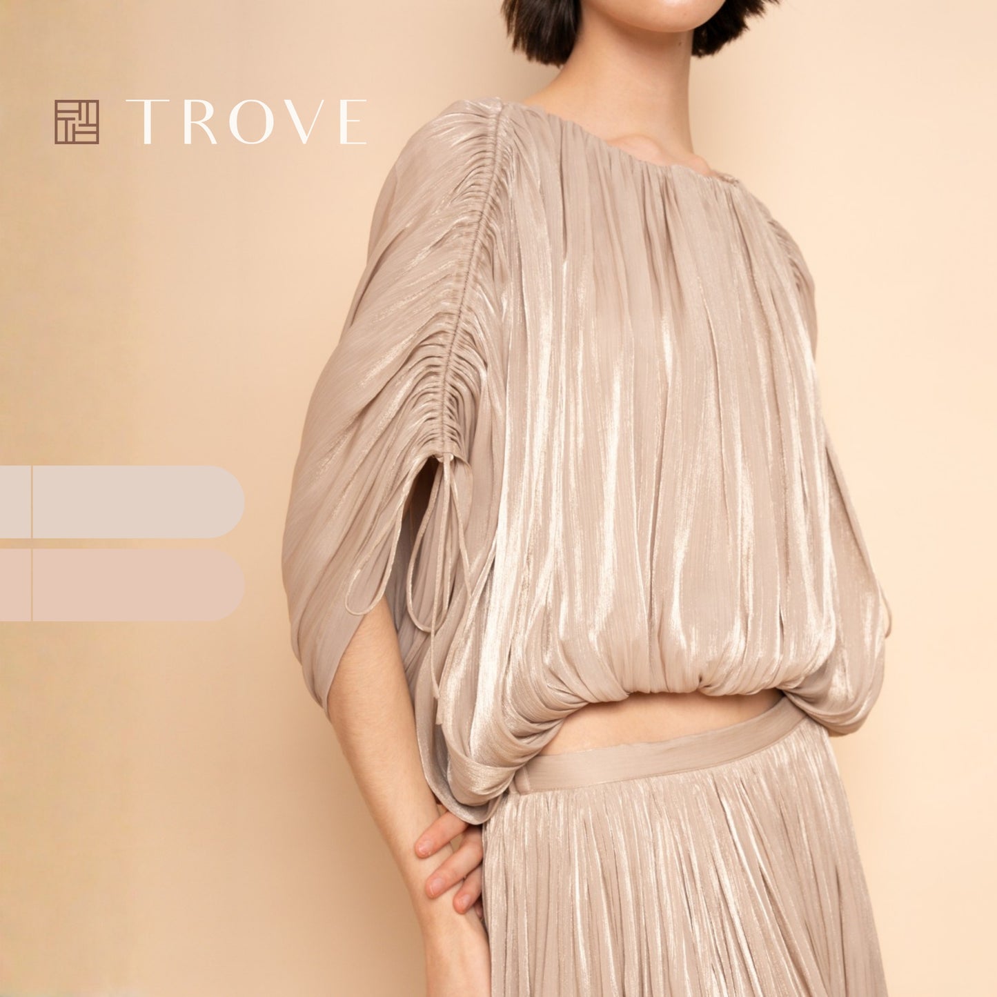 Trove Drape Metallic Pleated Chiffon Top