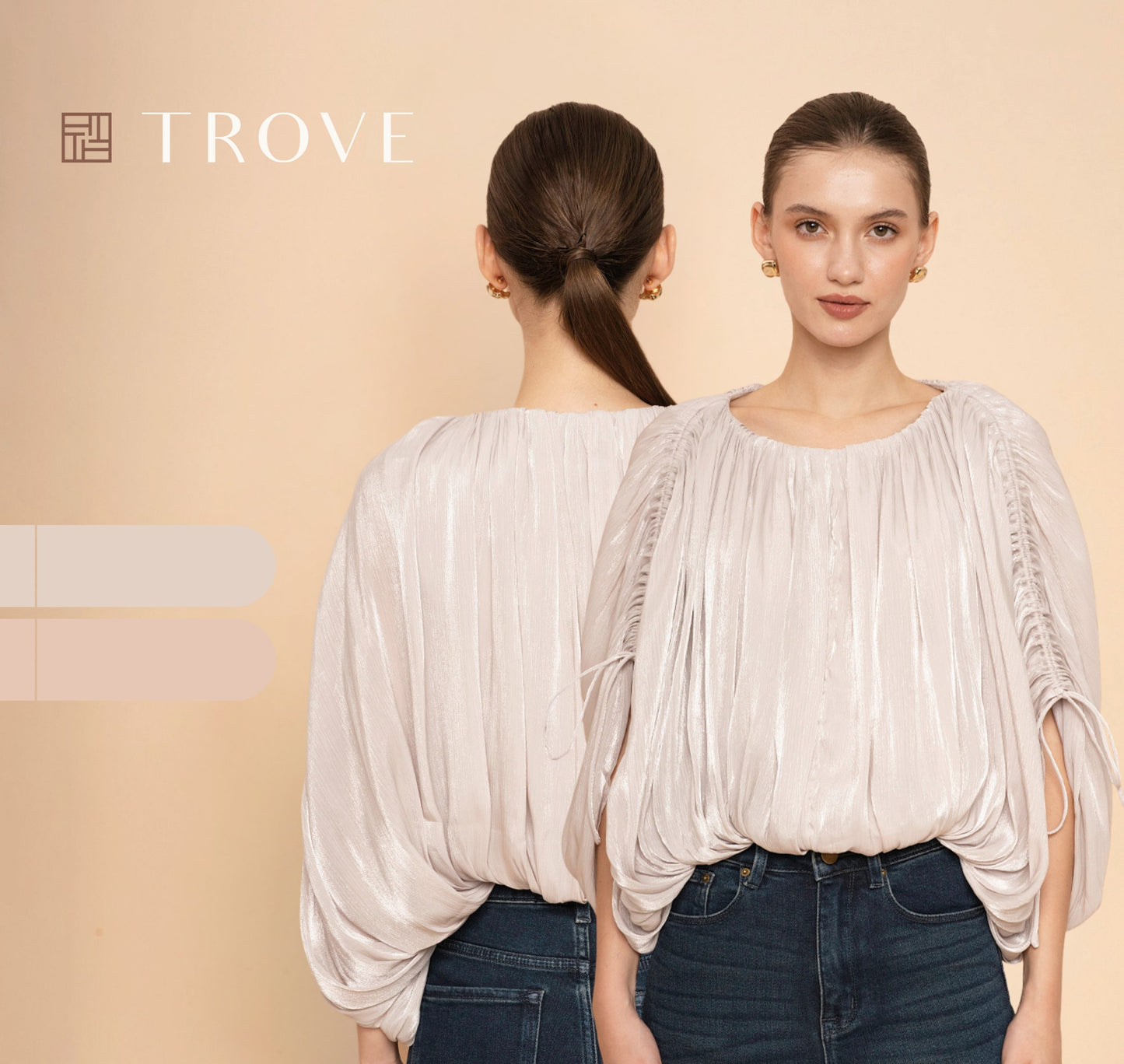 Trove Drape Metallic Pleated Chiffon Top