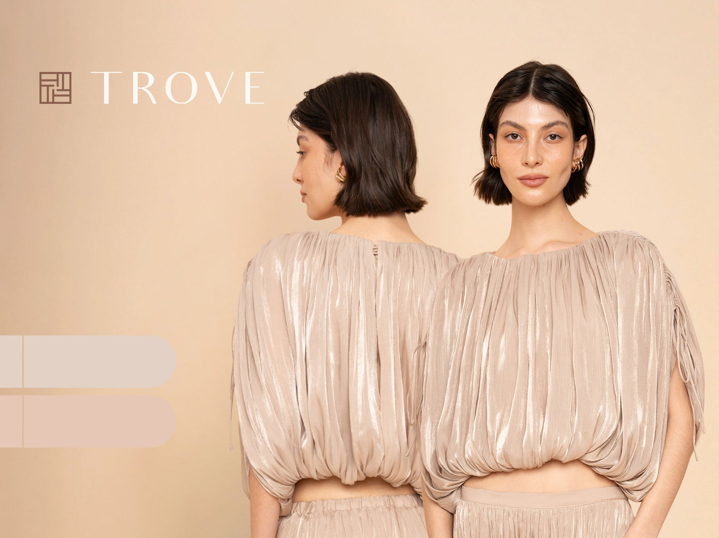 Trove Drape Metallic Pleated Chiffon Top