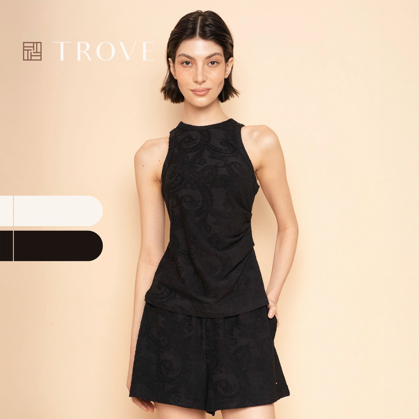 Trove Paisley Textured Pattern Cami Top Set