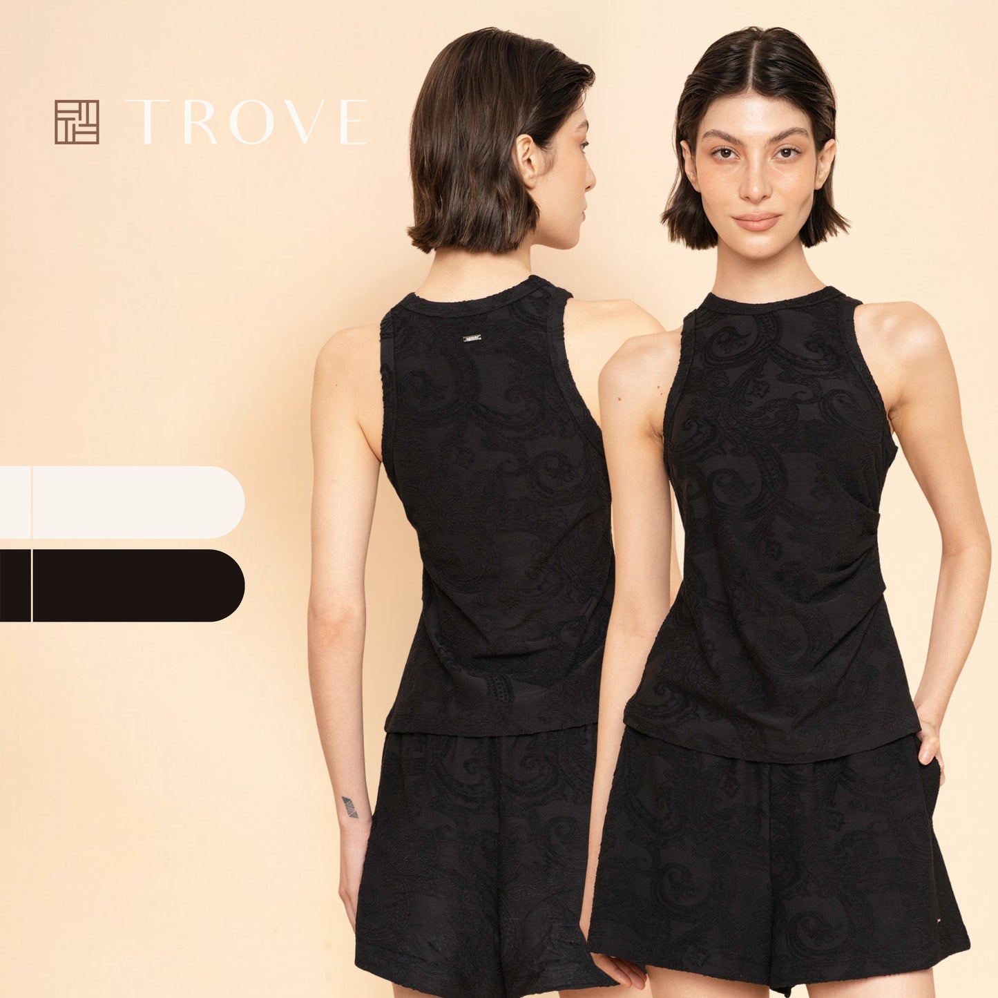 Trove Paisley Textured Pattern Cami Top Set