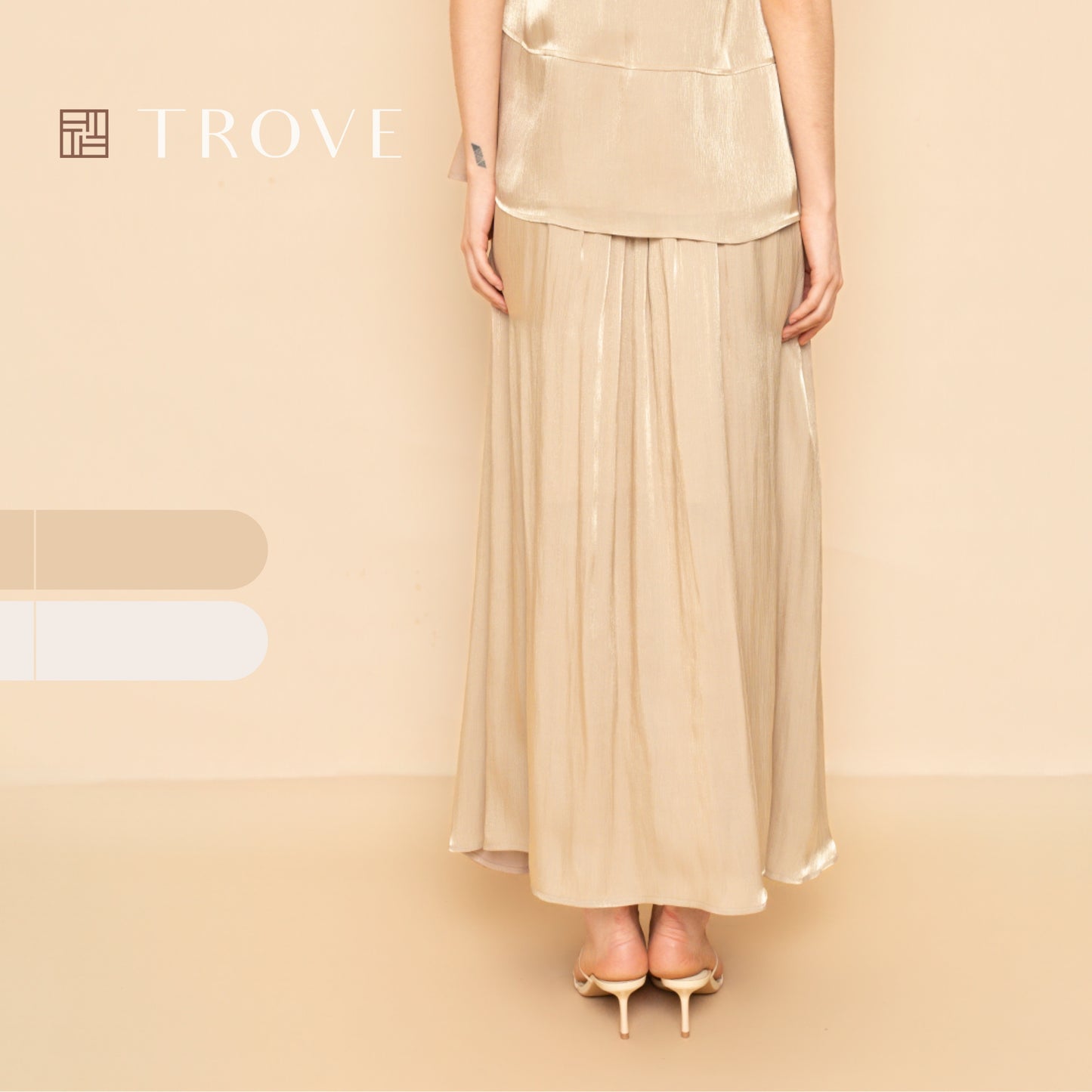 Trove Metallic Pleated Chiffon Maxi Skirt