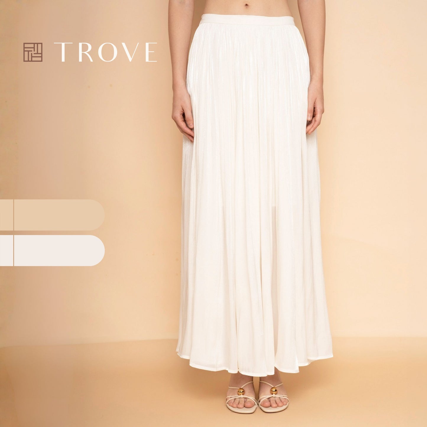 Trove Metallic Pleated Chiffon Maxi Skirt