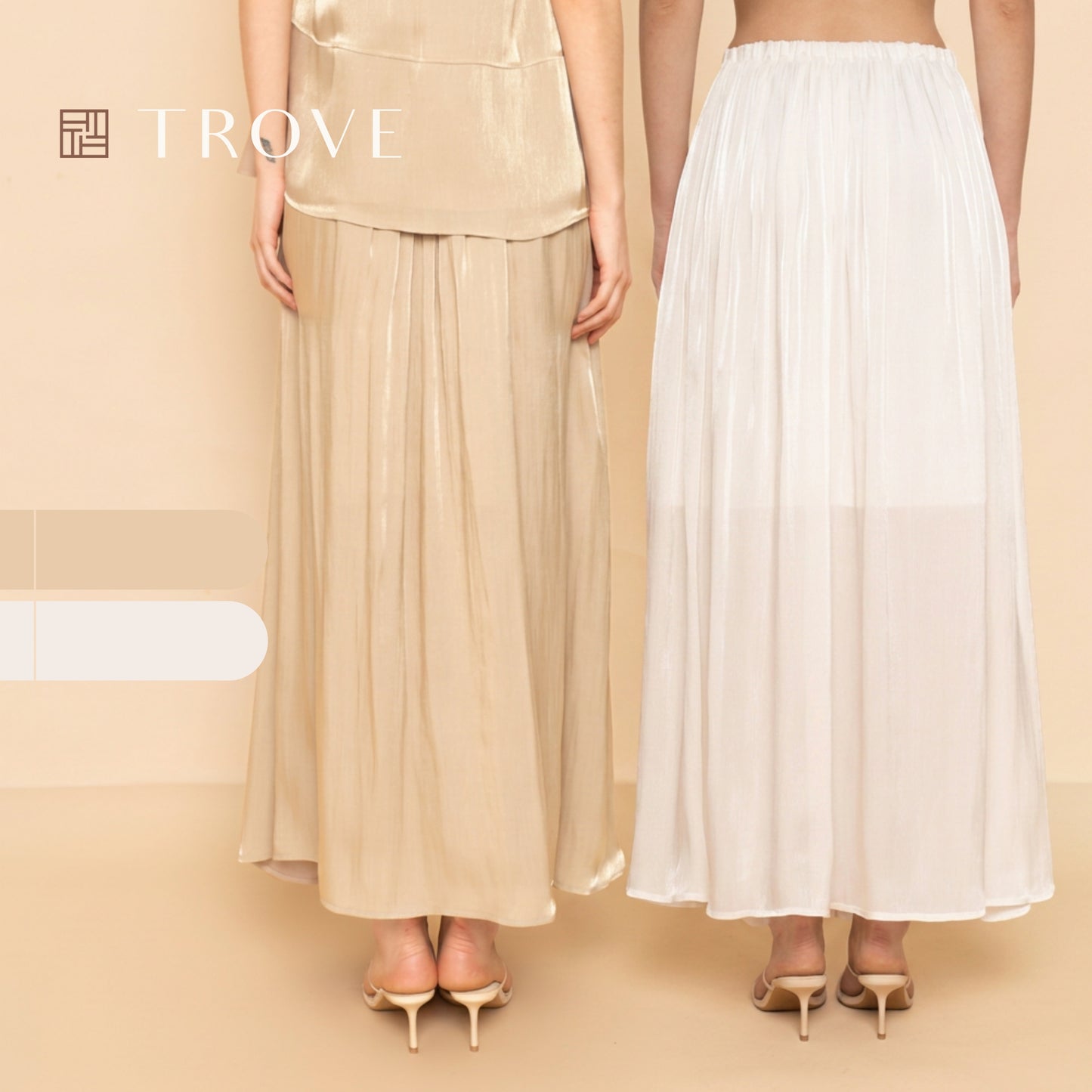 Trove Metallic Pleated Chiffon Maxi Skirt