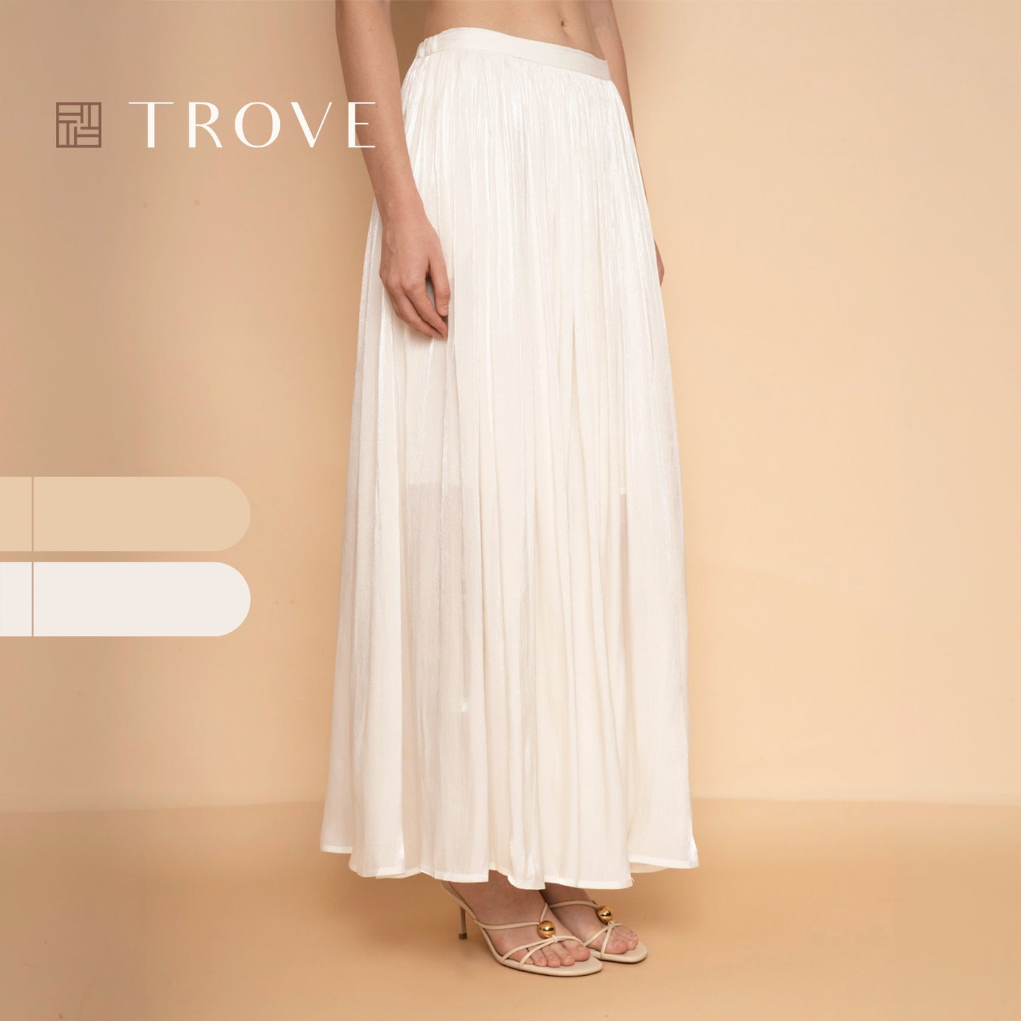 Trove Metallic Pleated Chiffon Maxi Skirt
