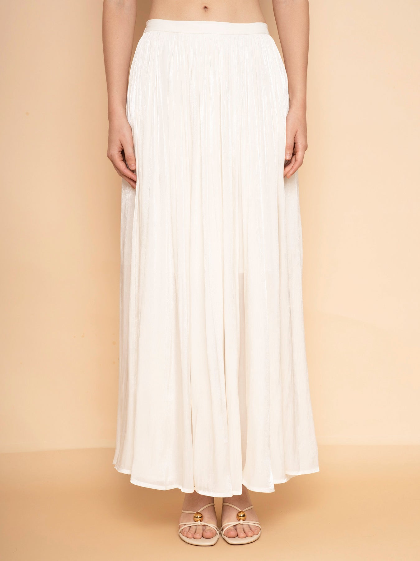 Trove Metallic Pleated Chiffon Maxi Skirt