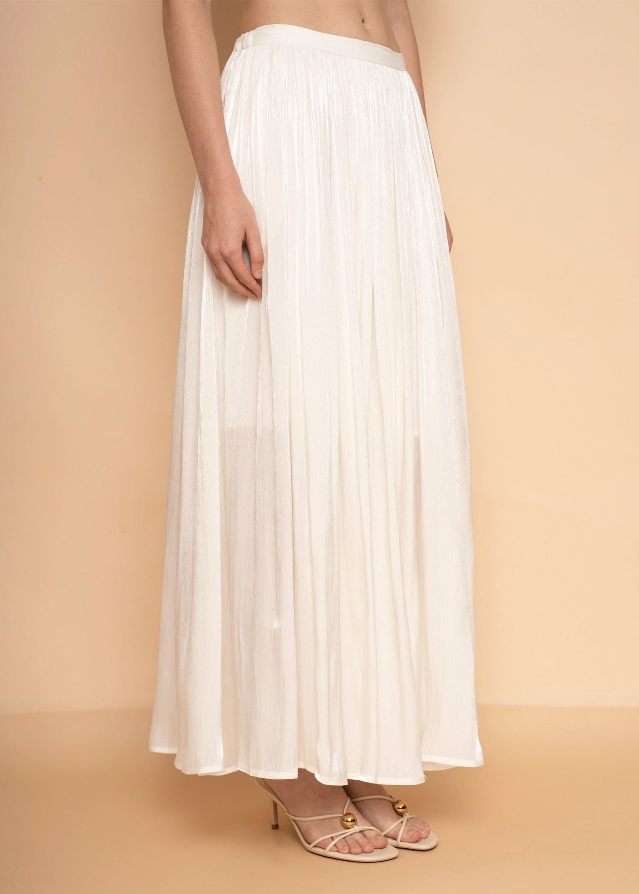 Trove Metallic Pleated Chiffon Maxi Skirt