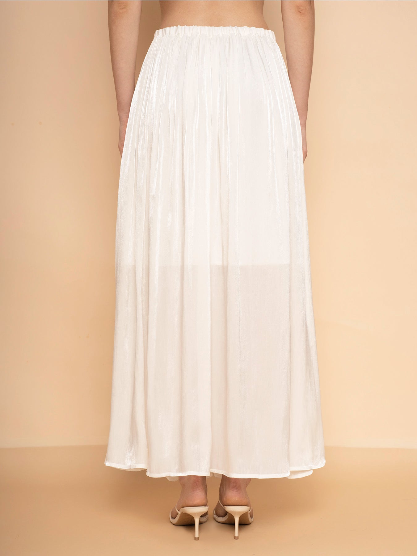Trove Metallic Pleated Chiffon Maxi Skirt