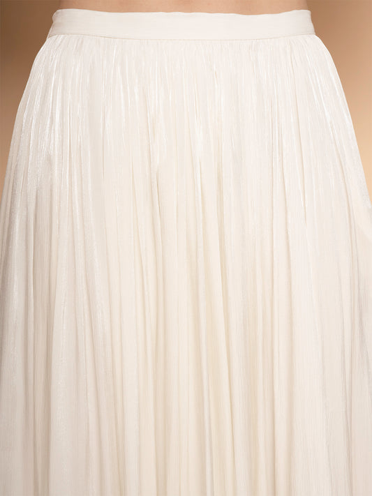 Trove Metallic Pleated Chiffon Maxi Skirt
