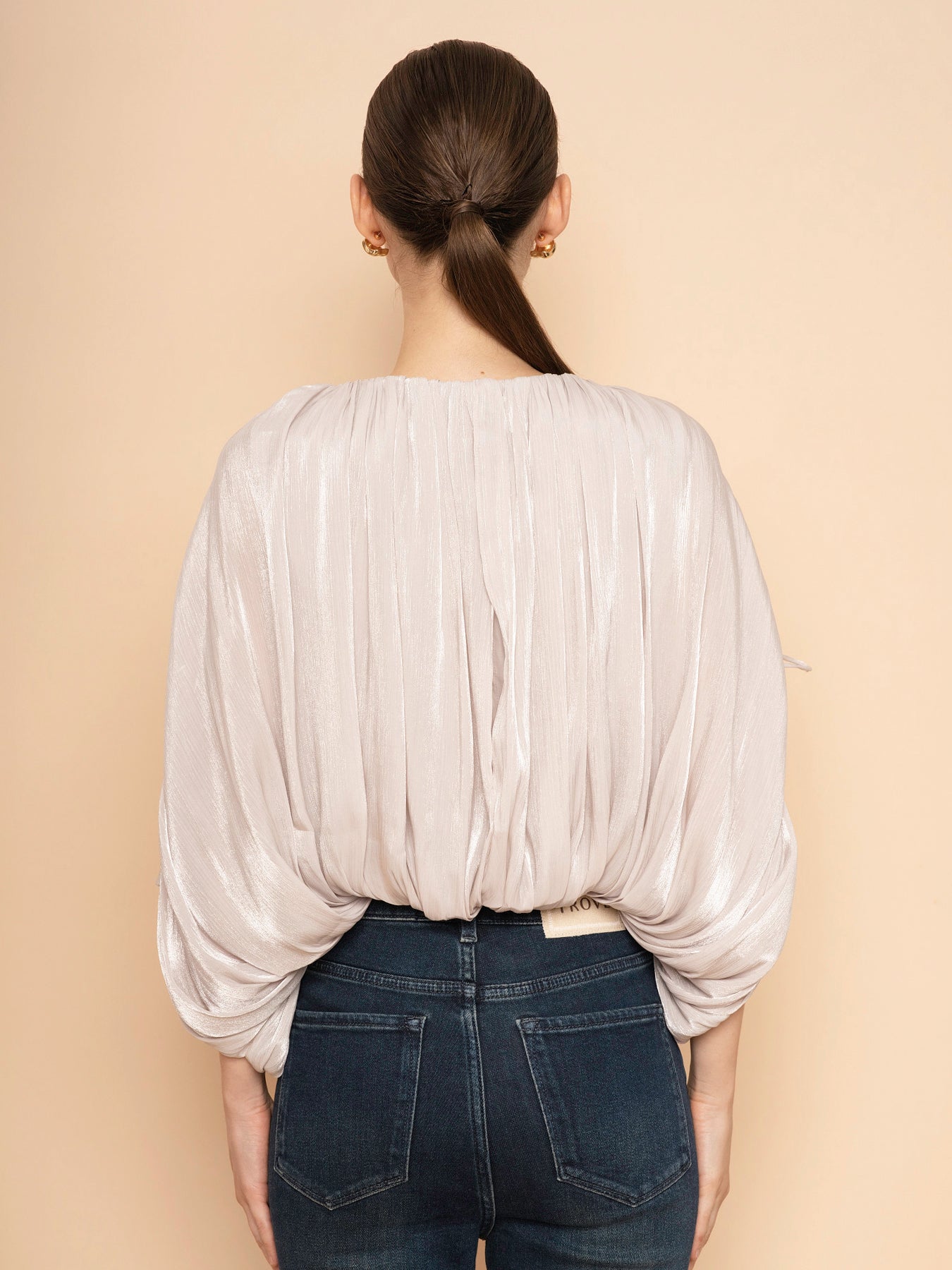 Trove Drape Metallic Pleated Chiffon Top