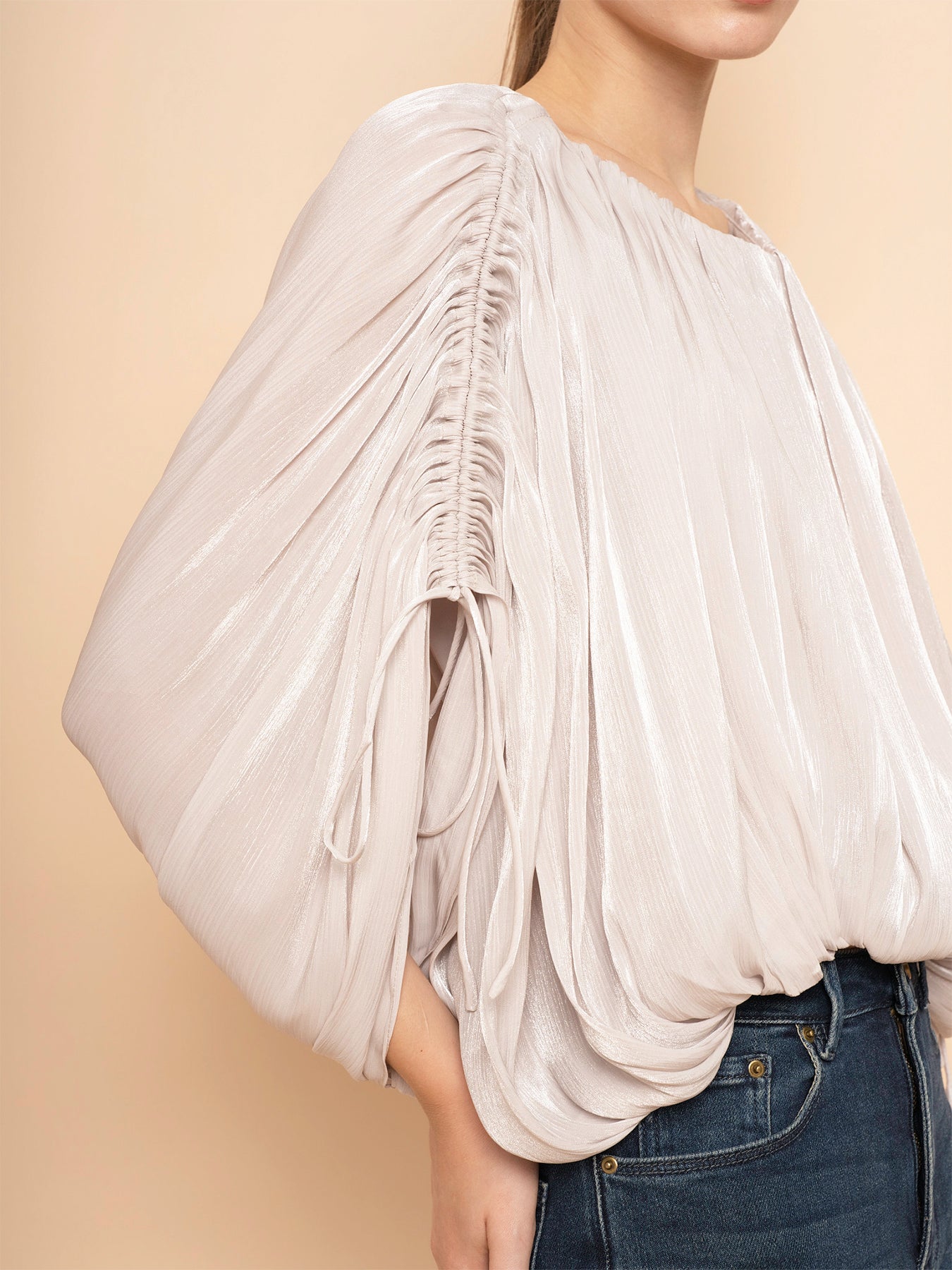 Trove Drape Metallic Pleated Chiffon Top