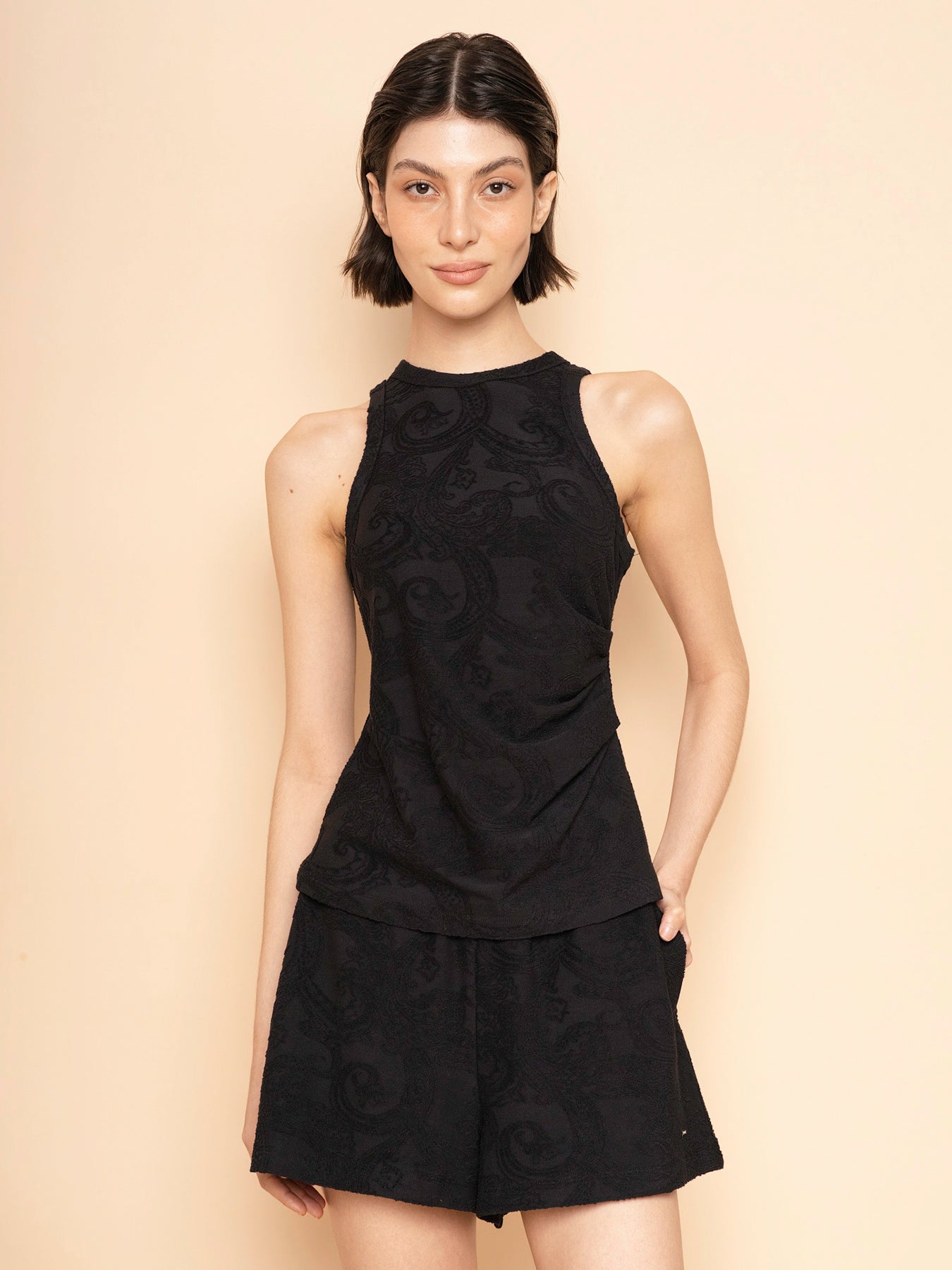 Trove Paisley Textured Pattern Cami Top
