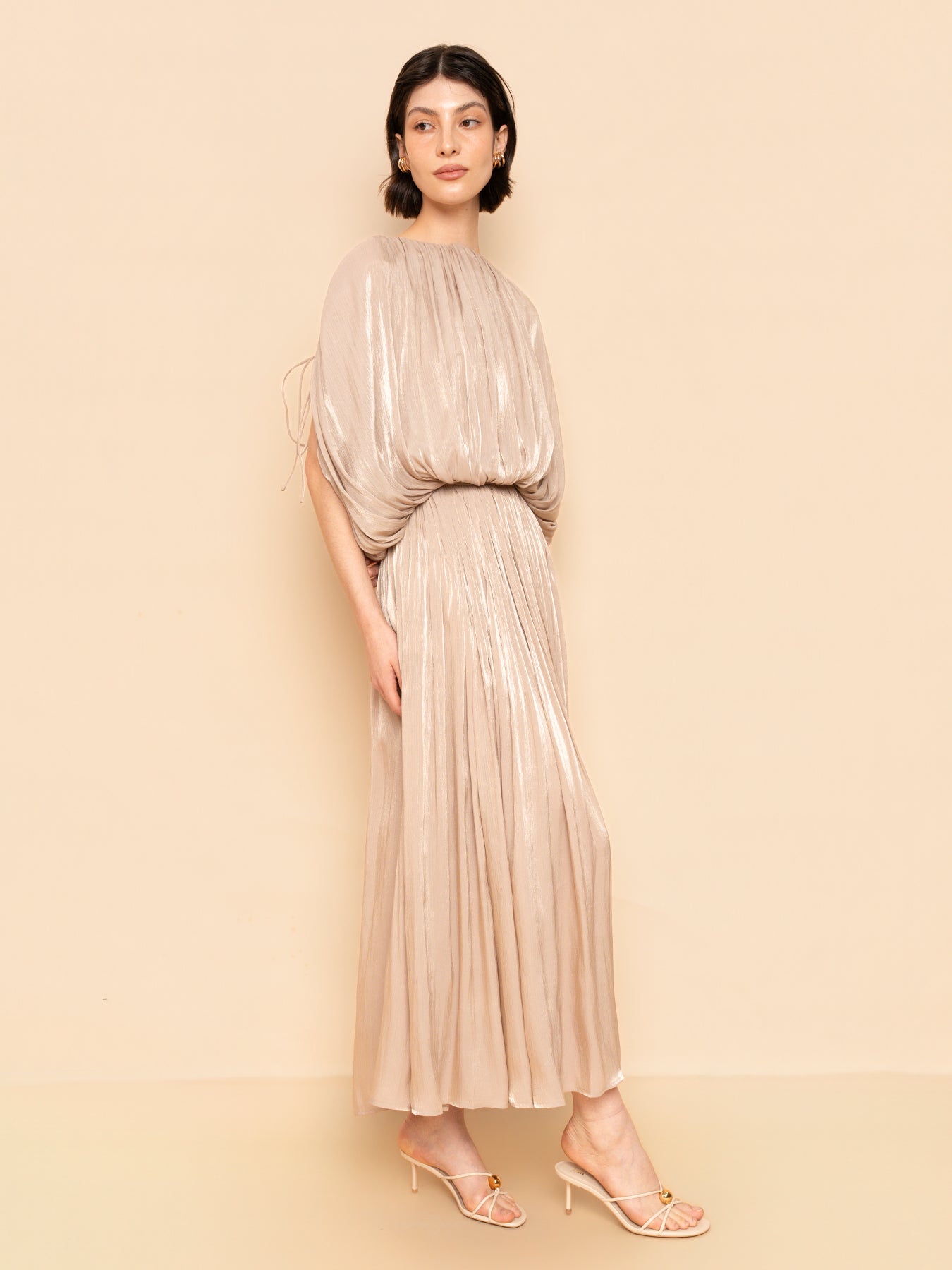 Trove Metallic Pleated Chiffon Maxi Skirt