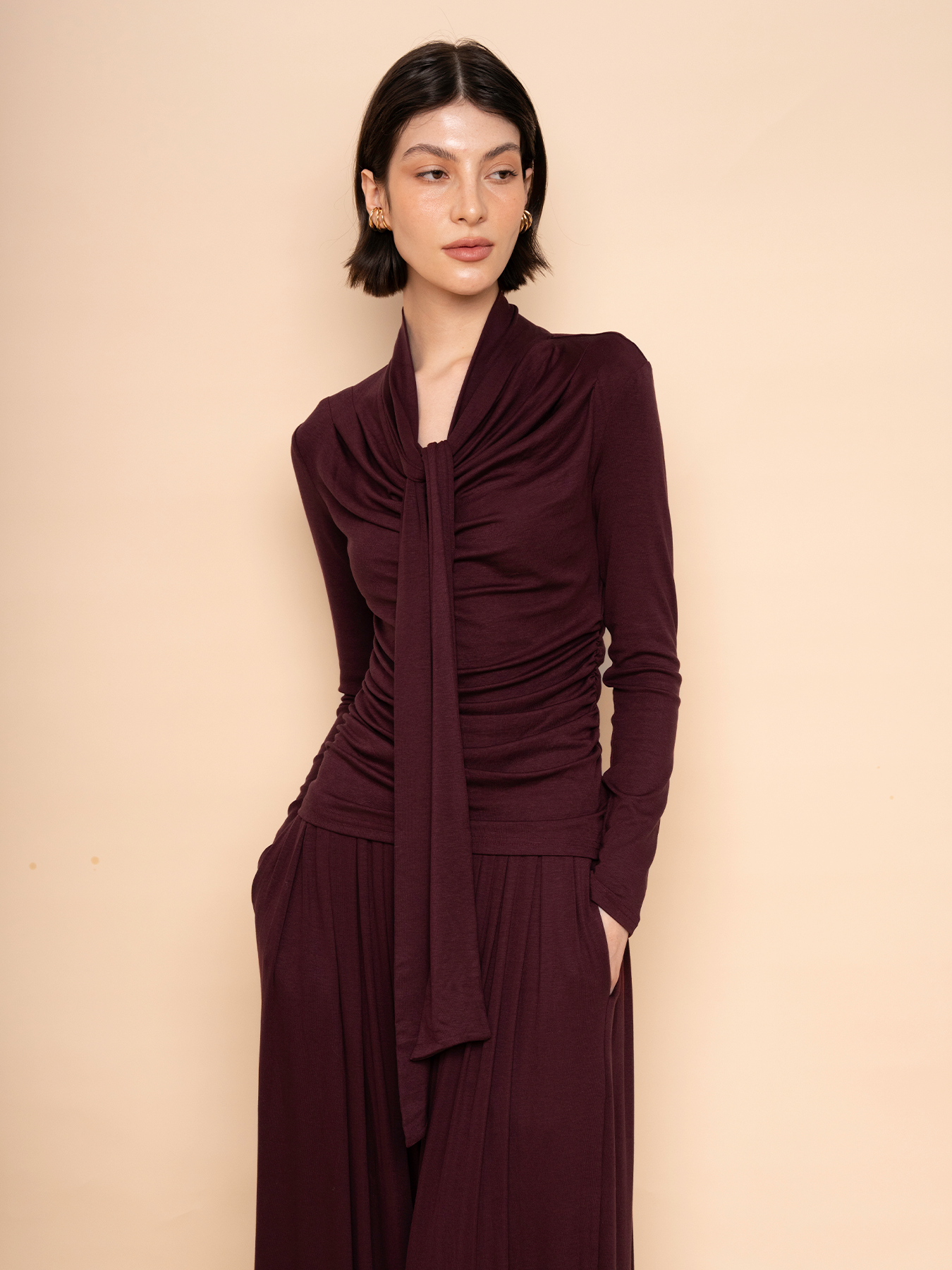 Cowl Scarf Draped Lounge Set