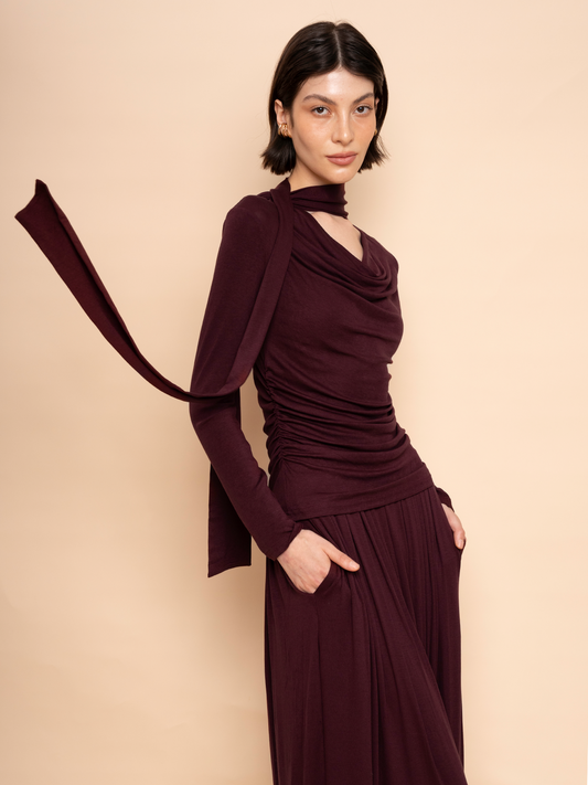 Cowl Scarf Draped Lounge Set