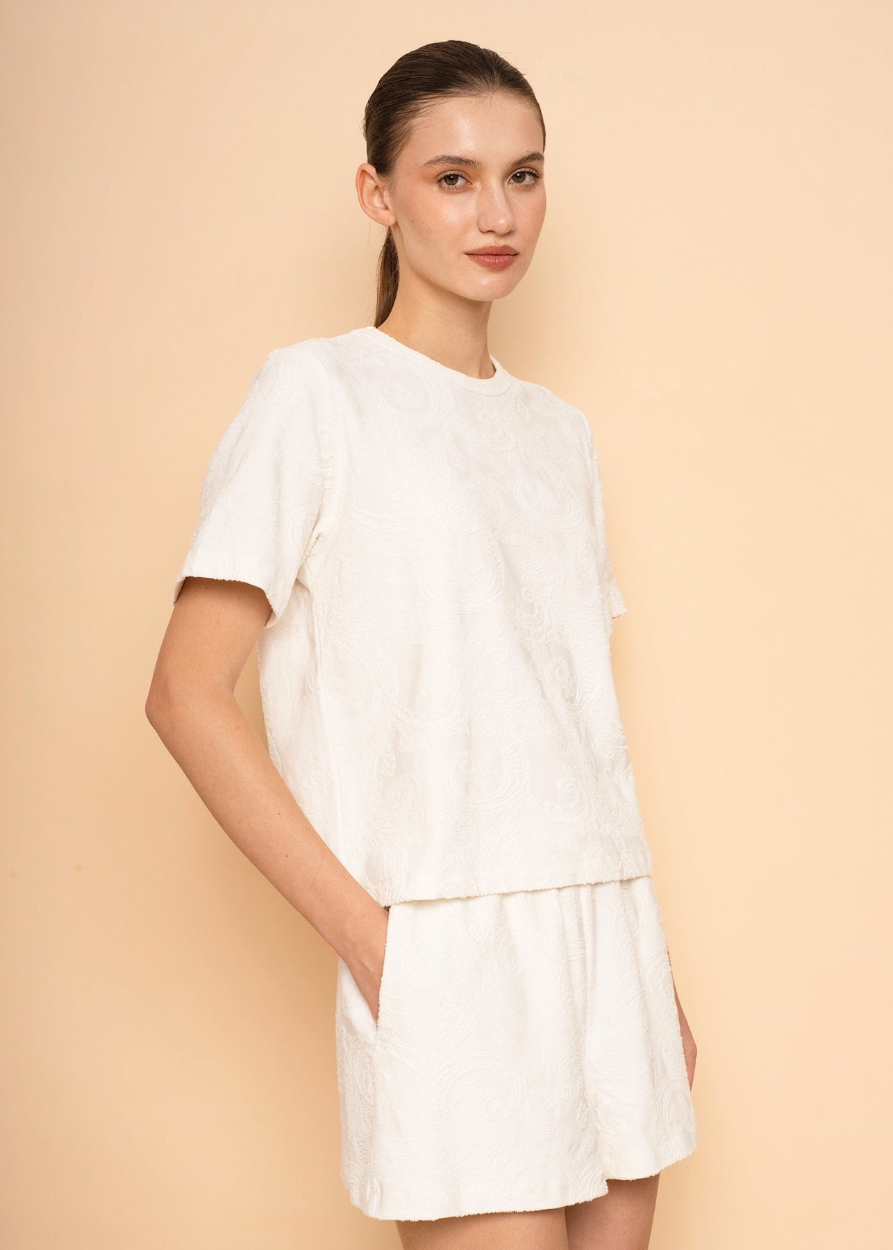 Paisley Embroided T-Shirt Set